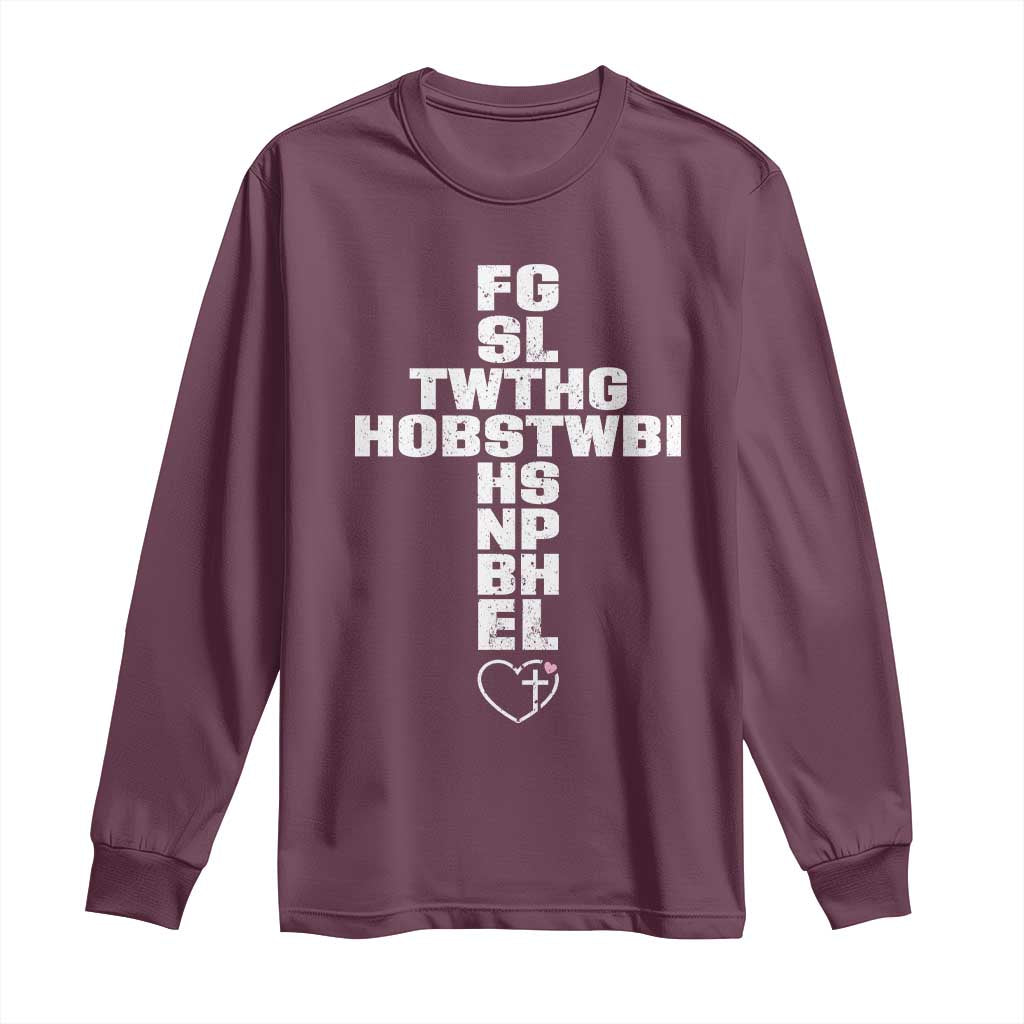 For God So Loved The World John 3 16 Acronym Christian Cross Long Sleeve Shirt Faith Statement Inspirational Religious Gift