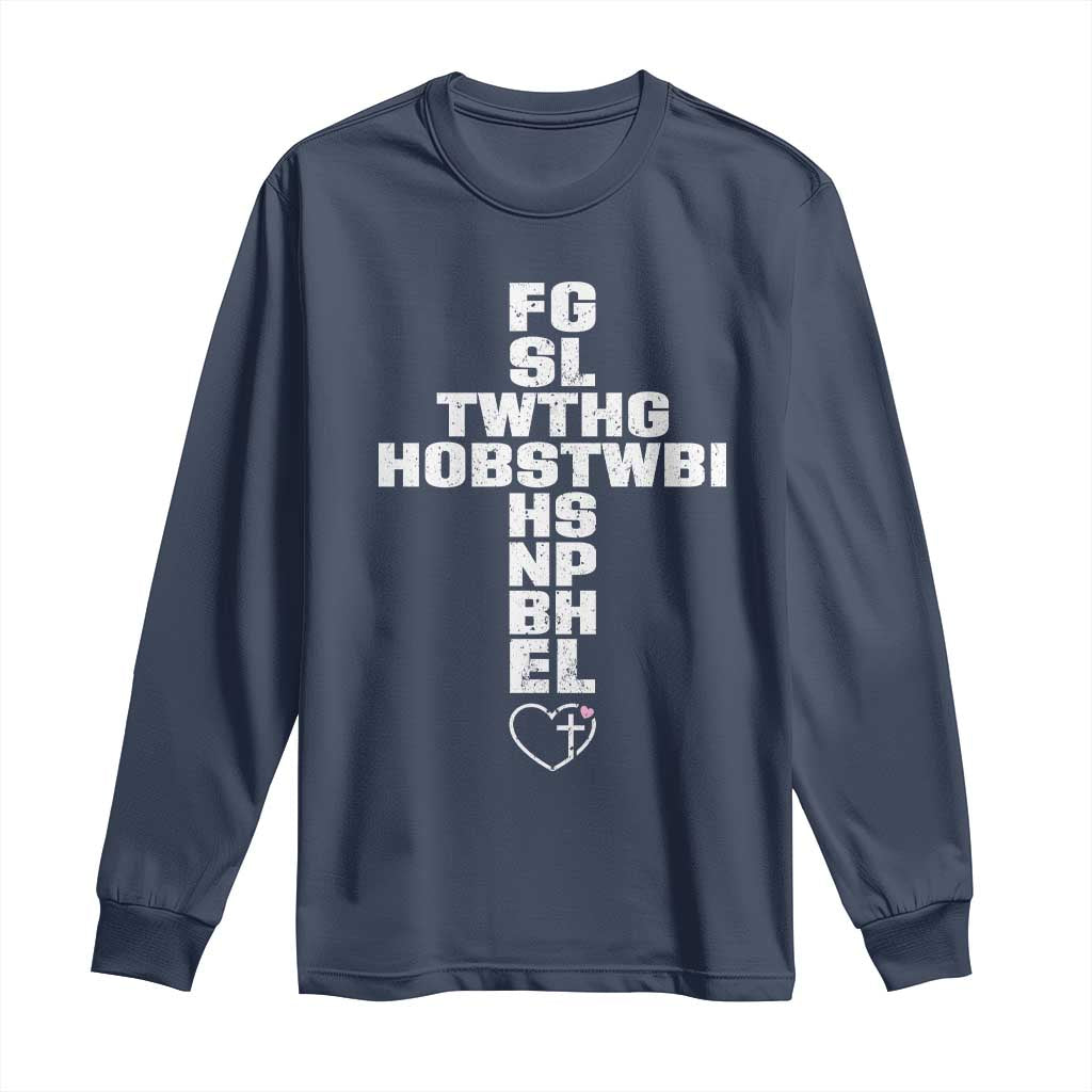 For God So Loved The World John 3 16 Acronym Christian Cross Long Sleeve Shirt Faith Statement Inspirational Religious Gift