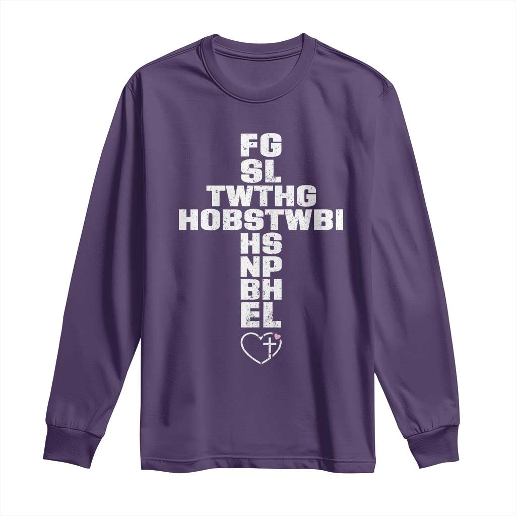 For God So Loved The World John 3 16 Acronym Christian Cross Long Sleeve Shirt Faith Statement Inspirational Religious Gift