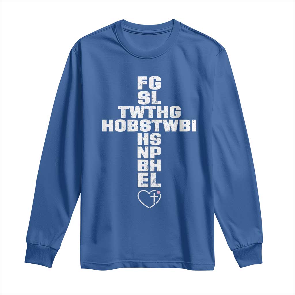 For God So Loved The World John 3 16 Acronym Christian Cross Long Sleeve Shirt Faith Statement Inspirational Religious Gift
