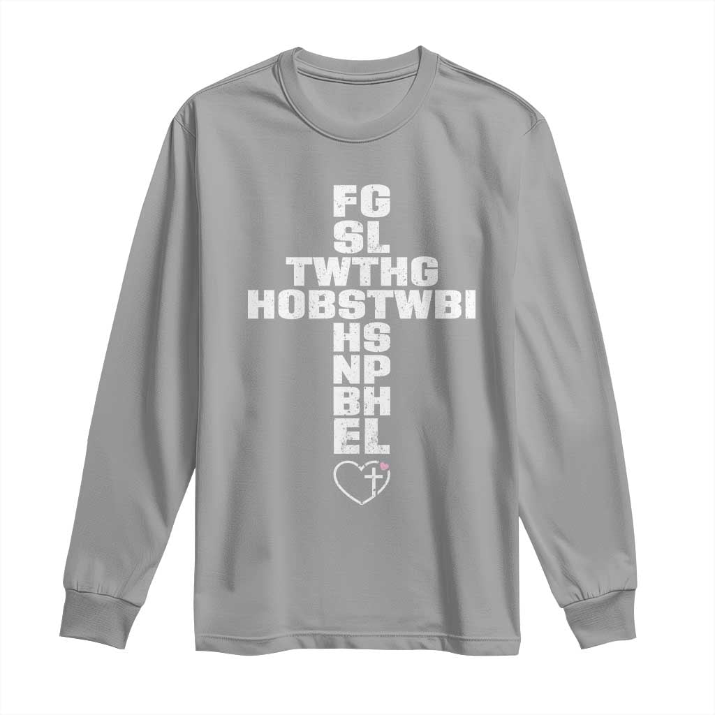 For God So Loved The World John 3 16 Acronym Christian Cross Long Sleeve Shirt Faith Statement Inspirational Religious Gift