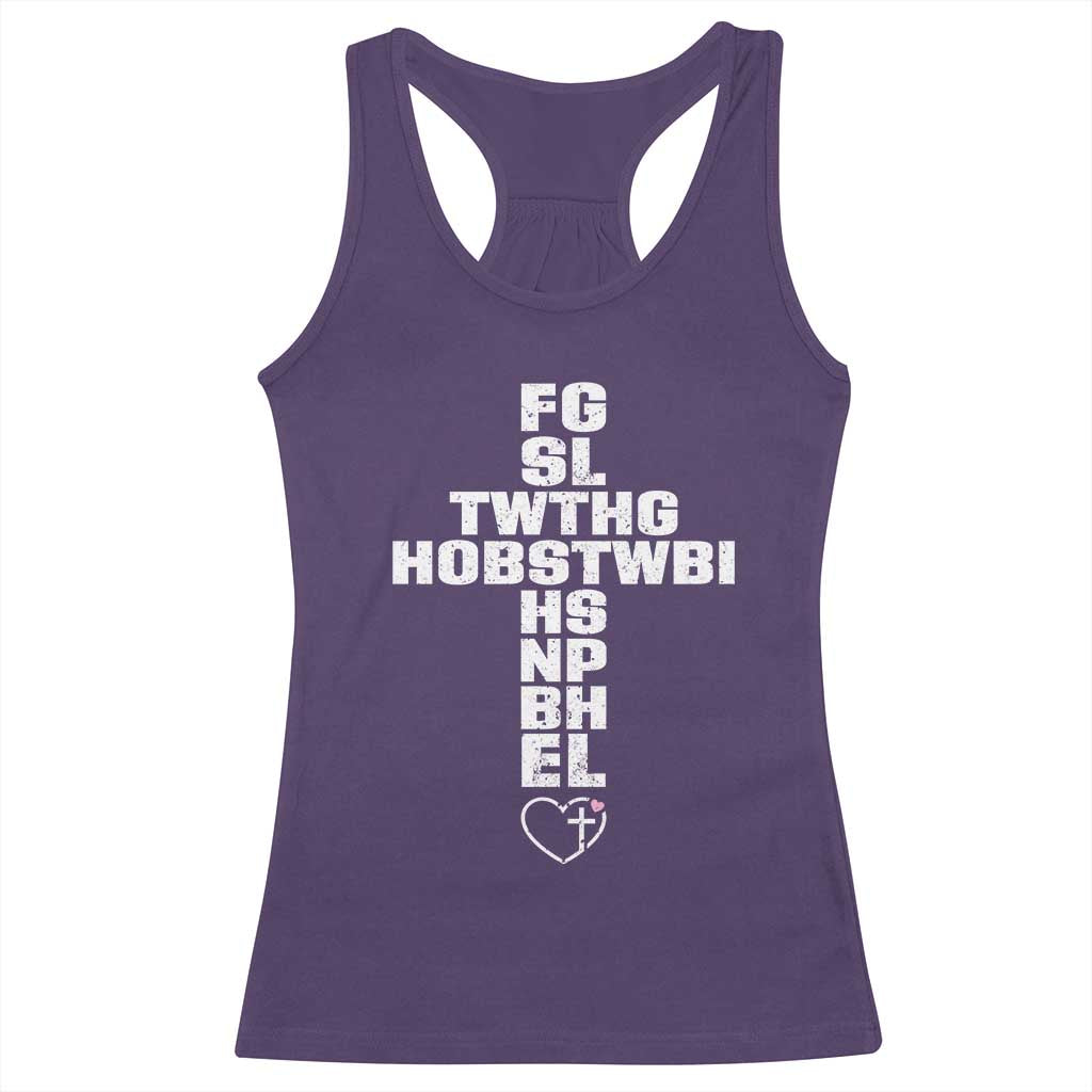 For God So Loved The World John 3 16 Acronym Christian Cross Racerback Tank Top Faith Statement Inspirational Religious Gift