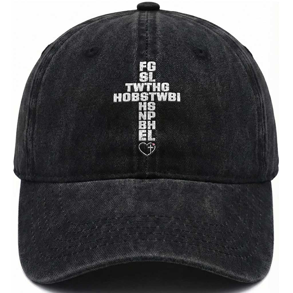 For God So Loved The World John 3 16 Acronym Christian Cross Washed Cotton Baseball Cap Faith Statement Inspirational Religious Gift