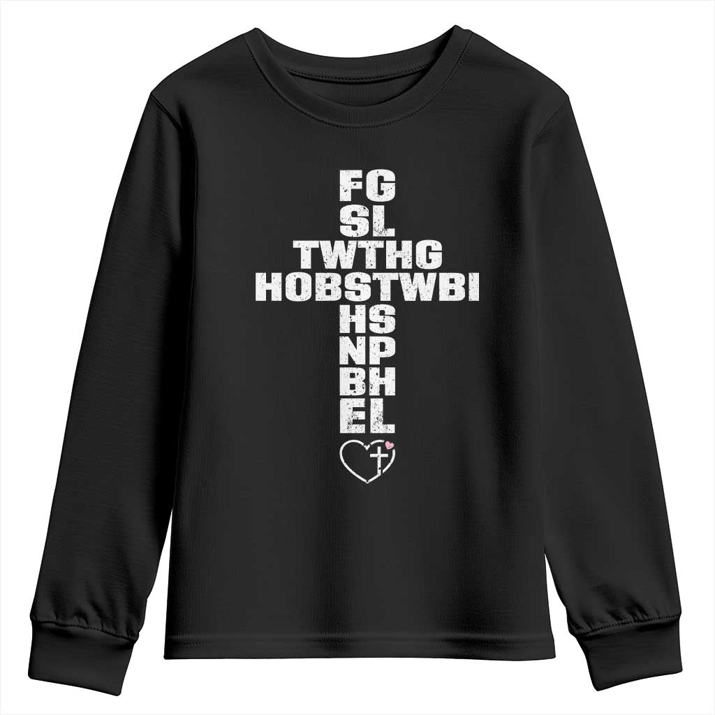 For God So Loved The World John 3 16 Acronym Christian Cross Youth Sweatshirt Faith Statement Inspirational Religious Gift