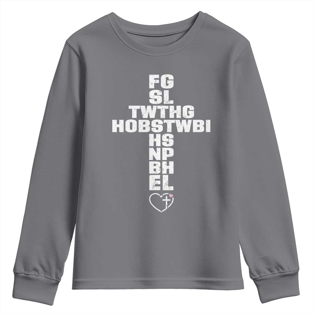 For God So Loved The World John 3 16 Acronym Christian Cross Youth Sweatshirt Faith Statement Inspirational Religious Gift