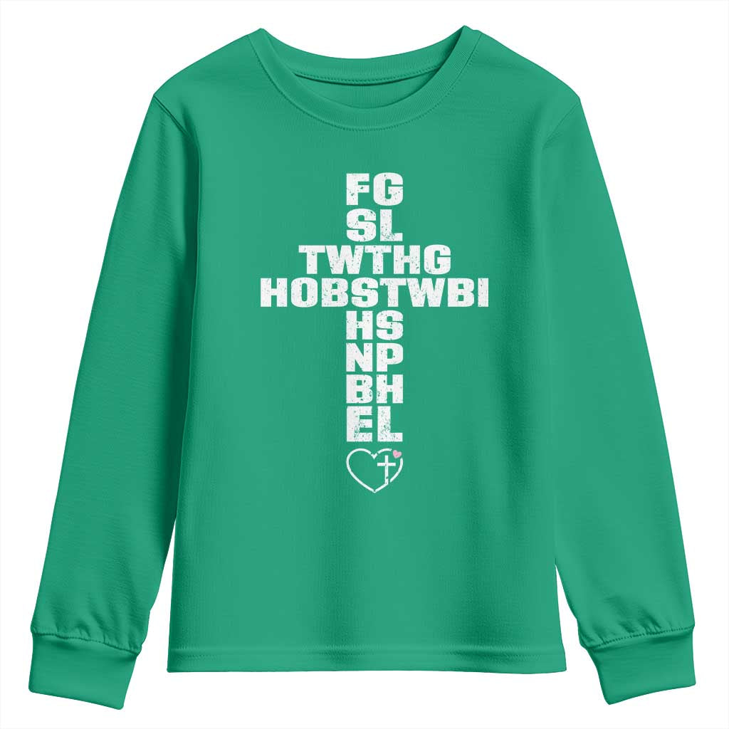 For God So Loved The World John 3 16 Acronym Christian Cross Youth Sweatshirt Faith Statement Inspirational Religious Gift