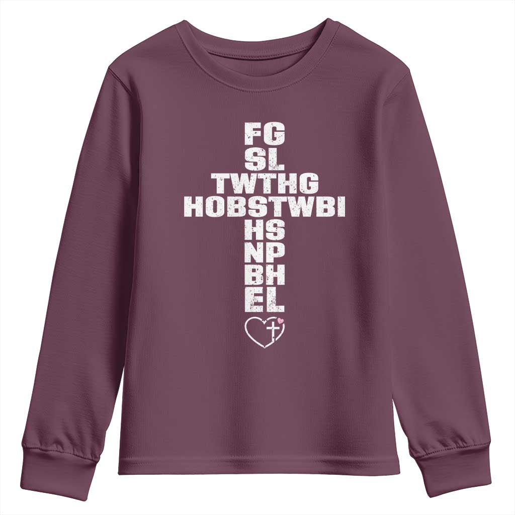 For God So Loved The World John 3 16 Acronym Christian Cross Youth Sweatshirt Faith Statement Inspirational Religious Gift