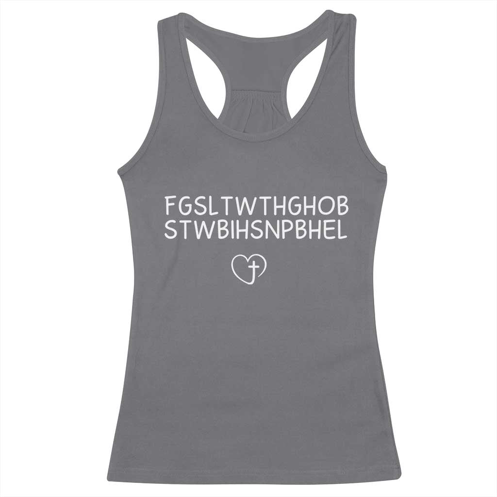 For God So Loved The World John 3 16 Christian Acronym Racerback Tank Top Subtle Faith Inspirational Believer Gift