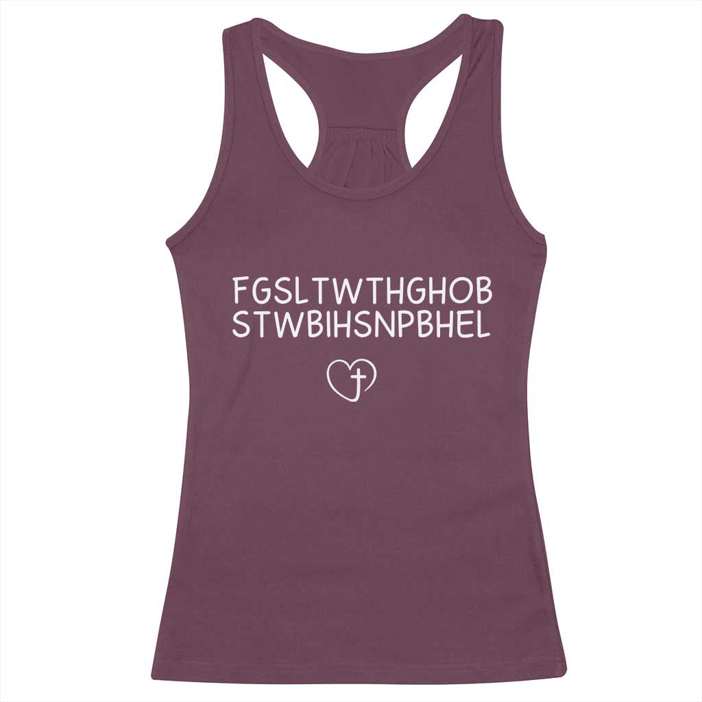 For God So Loved The World John 3 16 Christian Acronym Racerback Tank Top Subtle Faith Inspirational Believer Gift