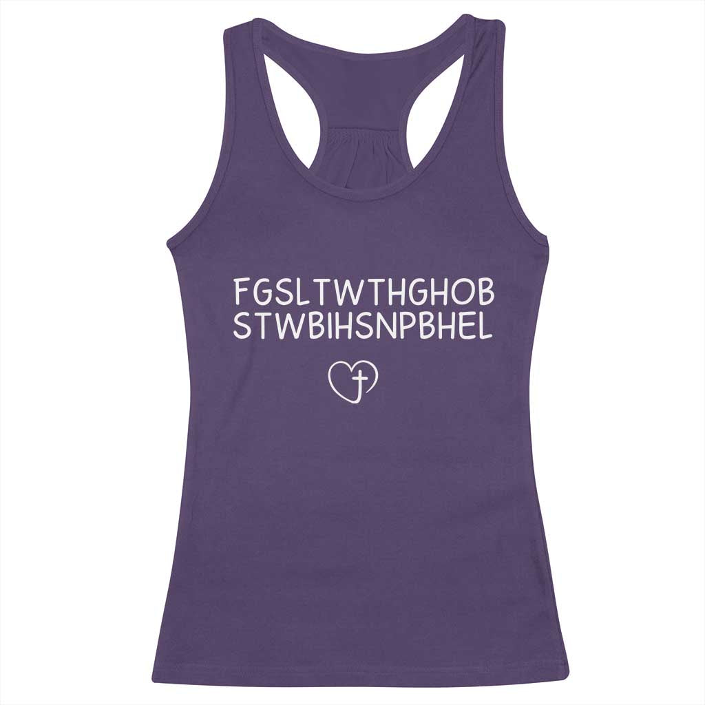 For God So Loved The World John 3 16 Christian Acronym Racerback Tank Top Subtle Faith Inspirational Believer Gift