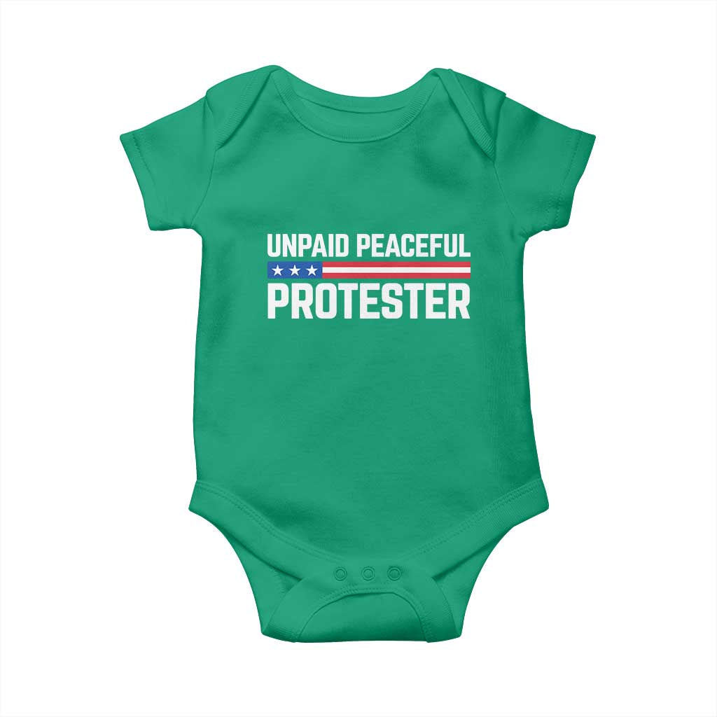 Unpaid Peaceful Protester Patriotic Stripe Baby Onesie American Flag Activist