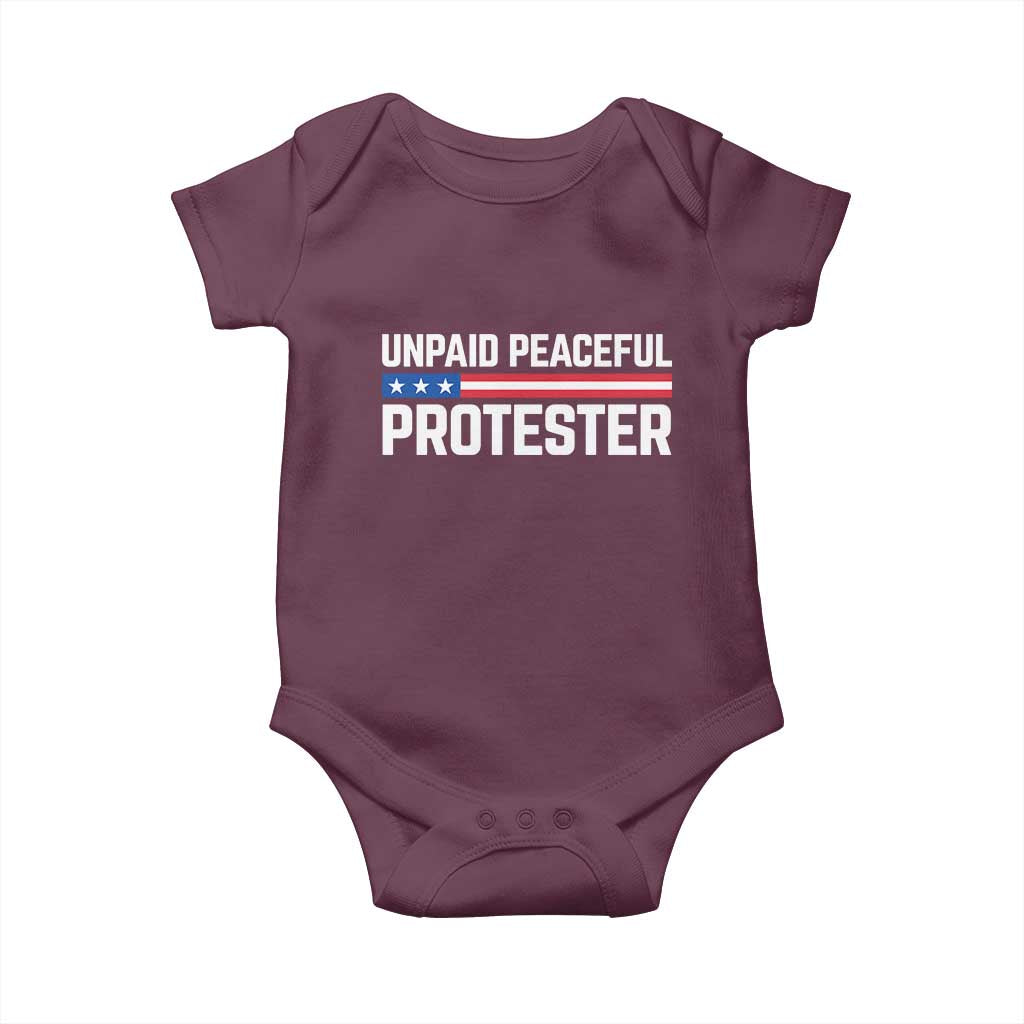 Unpaid Peaceful Protester Patriotic Stripe Baby Onesie American Flag Activist