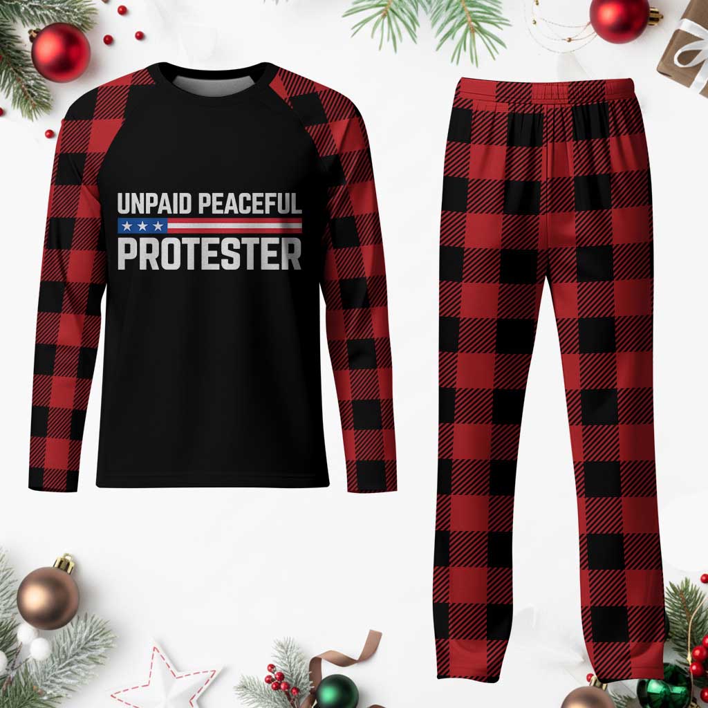 Unpaid Peaceful Protester Patriotic Stripe Plaid Pajama Set American Flag Activist