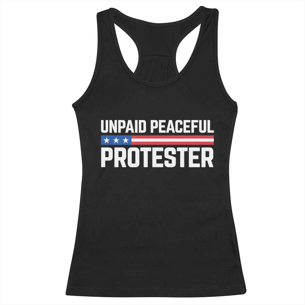 Unpaid Peaceful Protester Patriotic Stripe Racerback Tank Top American Flag Activist