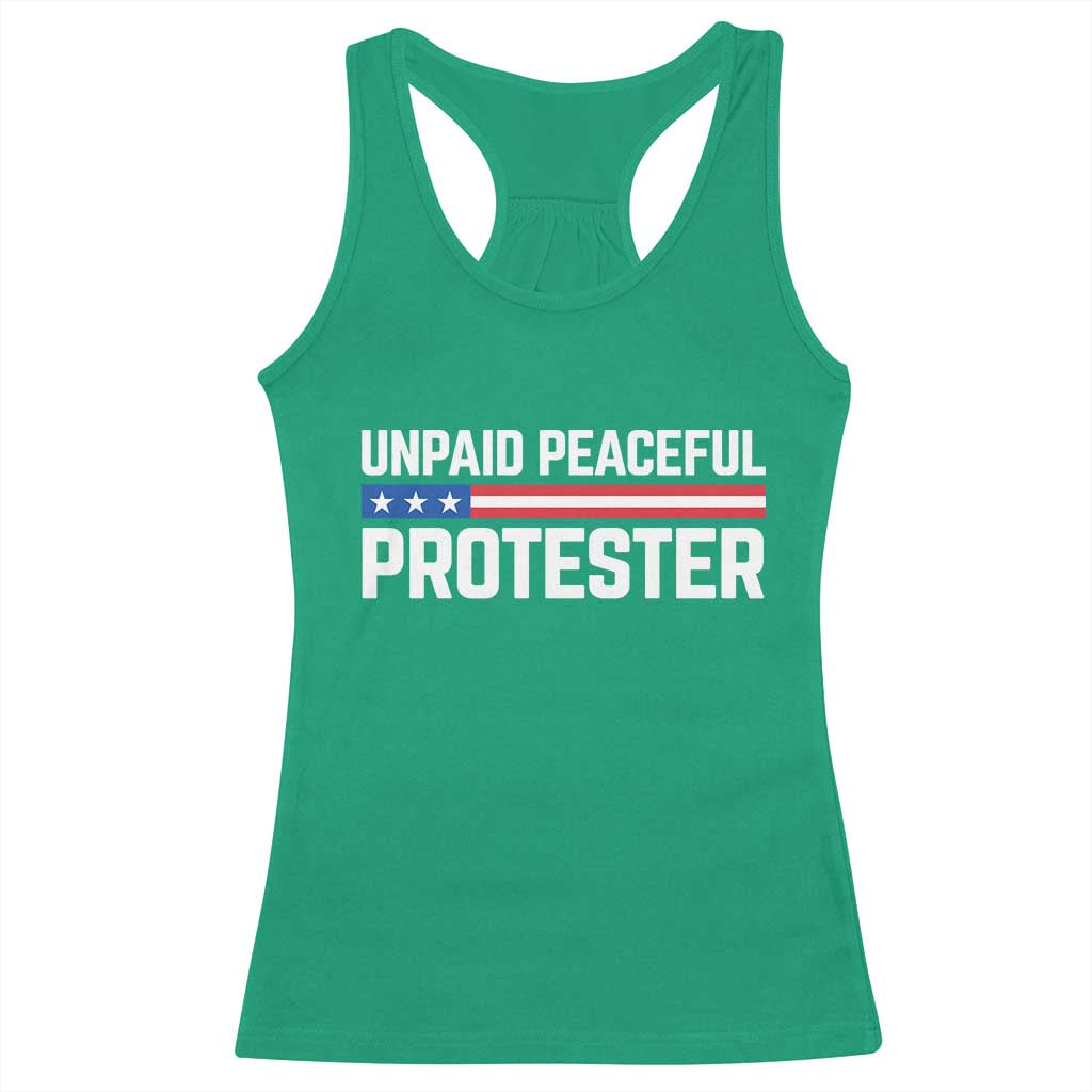 Unpaid Peaceful Protester Patriotic Stripe Racerback Tank Top American Flag Activist