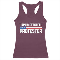 Unpaid Peaceful Protester Patriotic Stripe Racerback Tank Top American Flag Activist