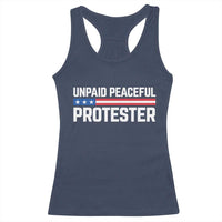 Unpaid Peaceful Protester Patriotic Stripe Racerback Tank Top American Flag Activist