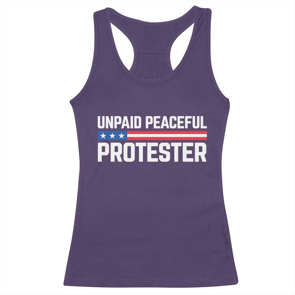Unpaid Peaceful Protester Patriotic Stripe Racerback Tank Top American Flag Activist