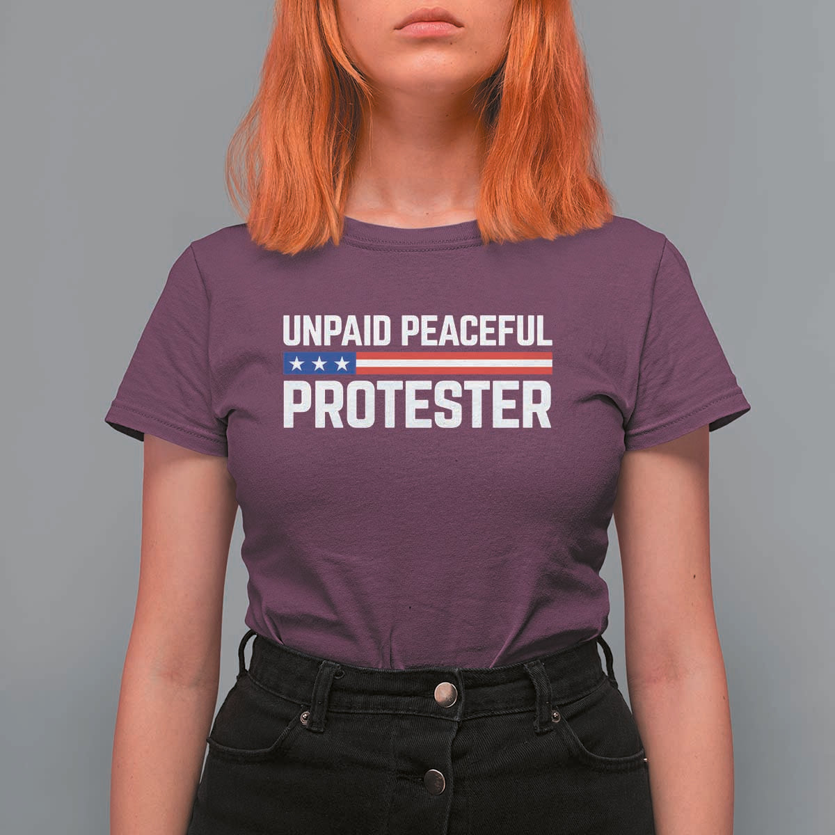 Unpaid Peaceful Protester Patriotic Stripe T Shirt For Women American Flag Activist