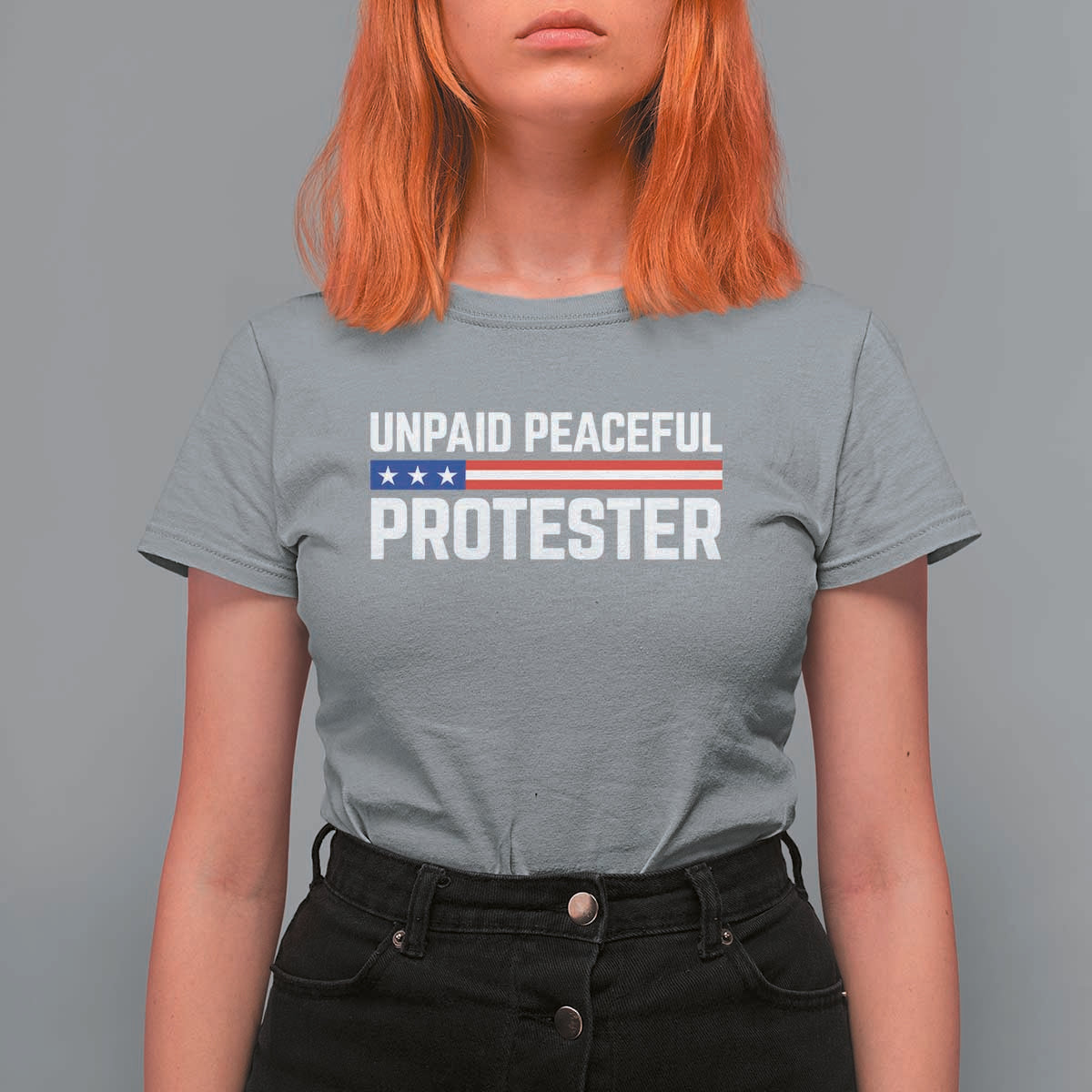 Unpaid Peaceful Protester Patriotic Stripe T Shirt For Women American Flag Activist