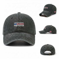 Unpaid Peaceful Protester Patriotic Stripe Washed Cotton Baseball Cap American Flag Activist