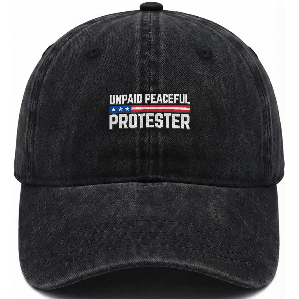 Unpaid Peaceful Protester Patriotic Stripe Washed Cotton Baseball Cap American Flag Activist