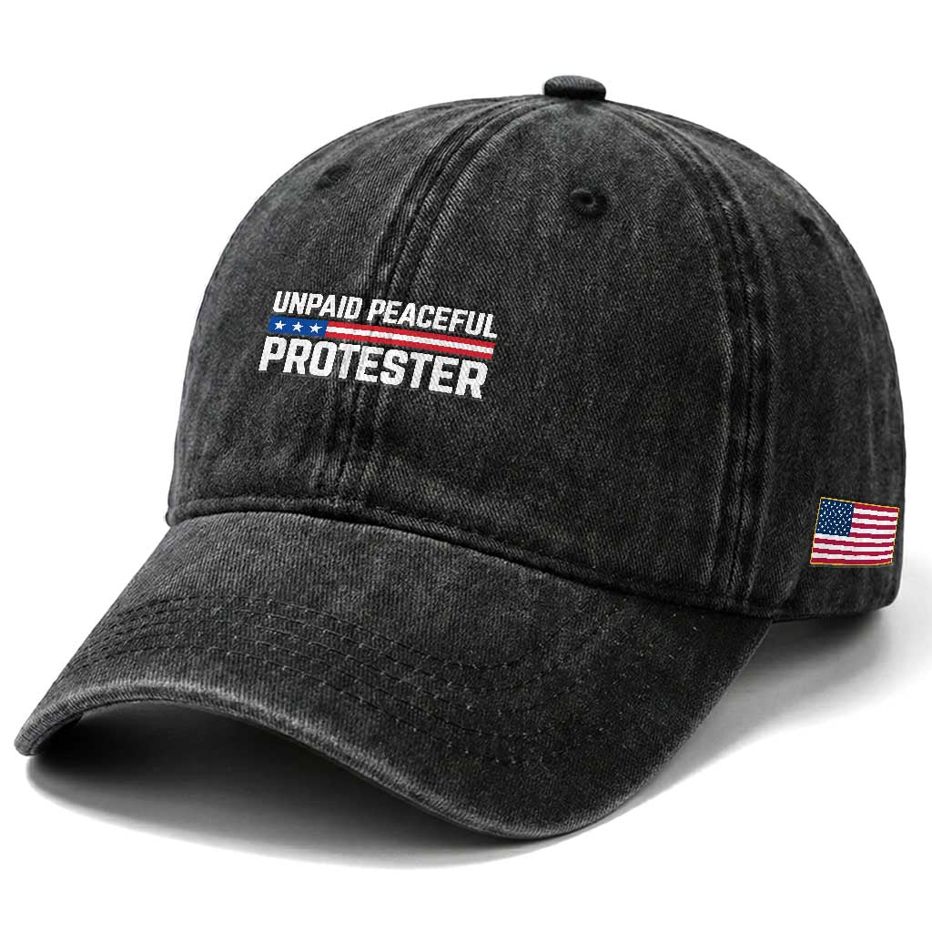 Unpaid Peaceful Protester Patriotic Stripe Washed Cotton Baseball Cap American Flag Activist