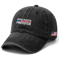 Unpaid Peaceful Protester Patriotic Stripe Washed Cotton Baseball Cap American Flag Activist