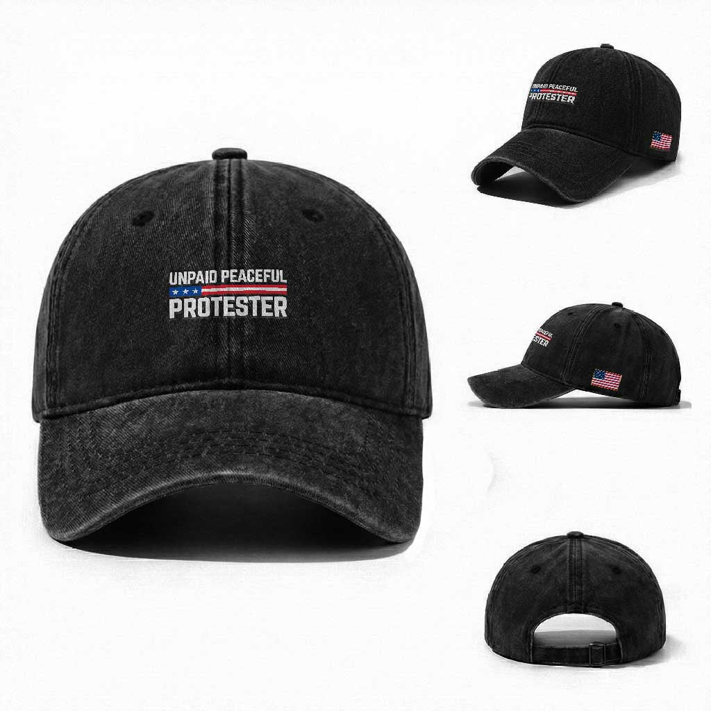 Unpaid Peaceful Protester Patriotic Stripe Washed Cotton Baseball Cap American Flag Activist
