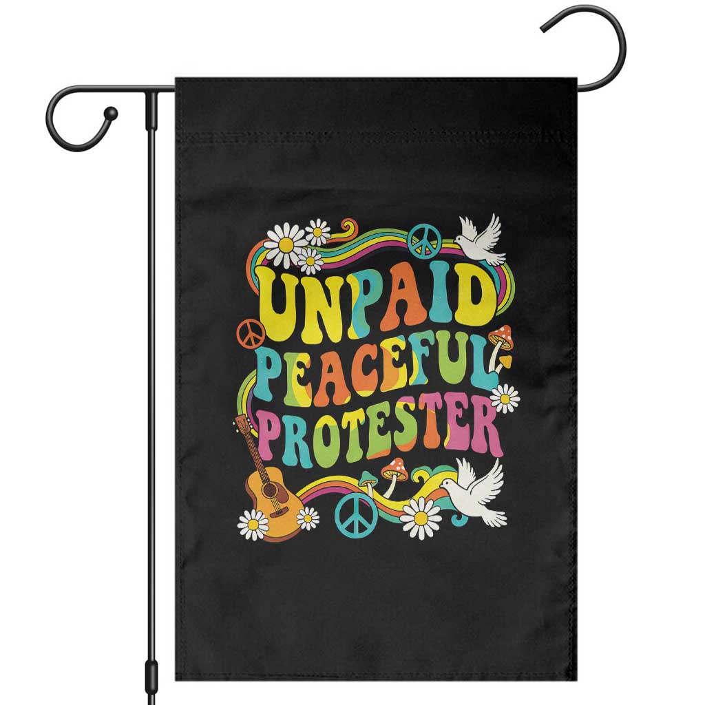Unpaid Peaceful Protester Retro Hippie Rainbow Garden Flag Flower Power Peace Activist