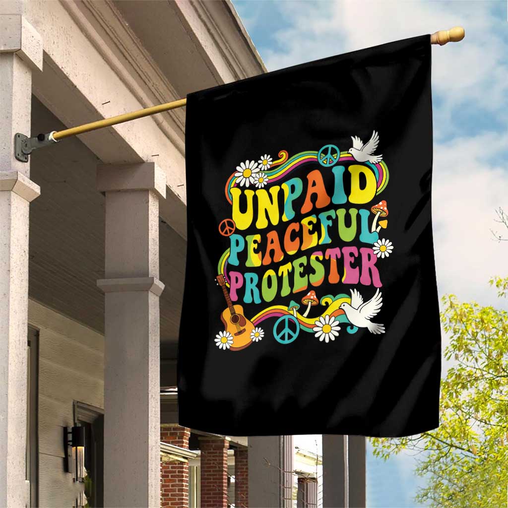 Unpaid Peaceful Protester Retro Hippie Rainbow Garden Flag Flower Power Peace Activist