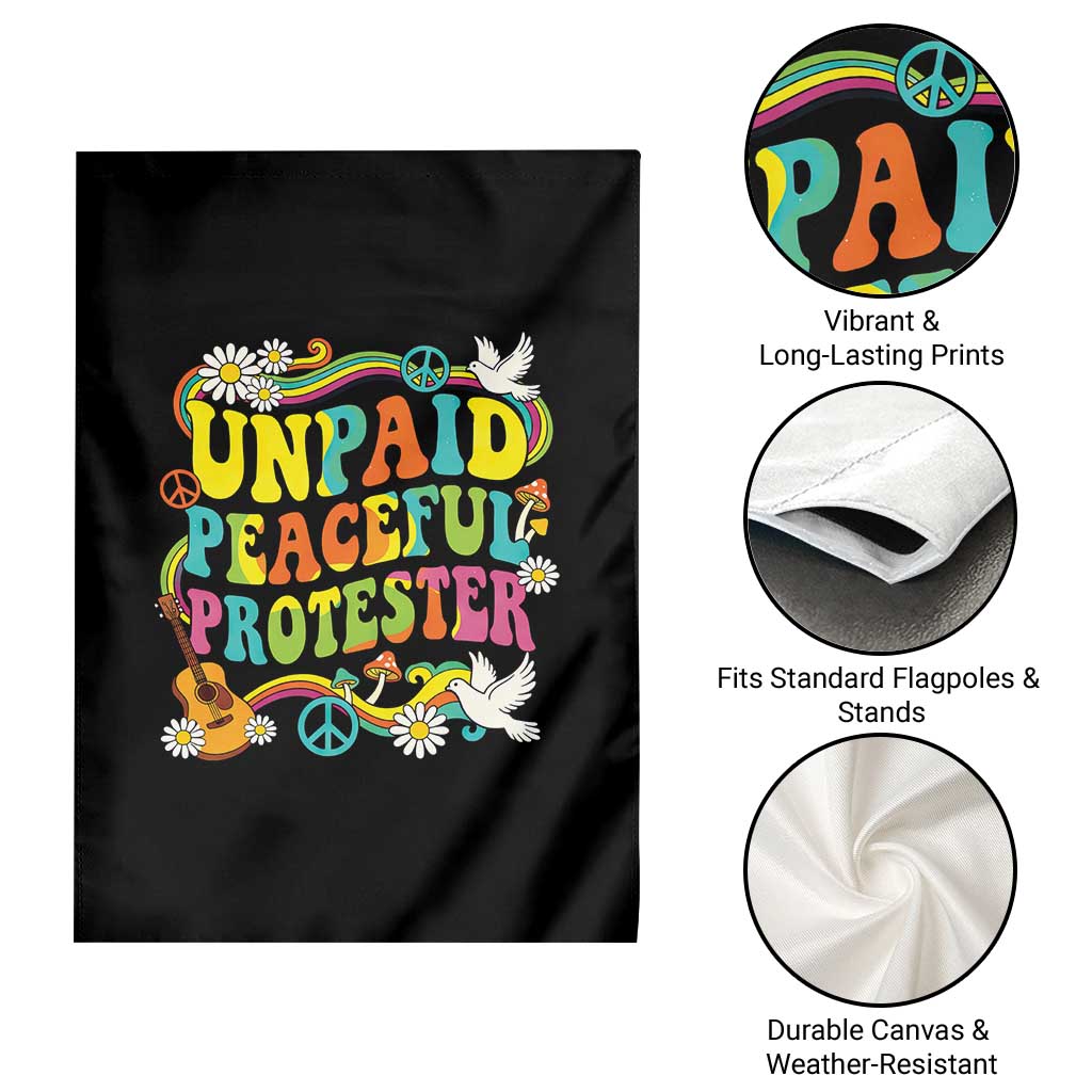 Unpaid Peaceful Protester Retro Hippie Rainbow Garden Flag Flower Power Peace Activist