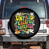 Unpaid Peaceful Protester Retro Hippie Rainbow Spare Tire Cover Flower Power Peace Activist