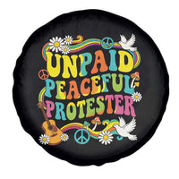 Unpaid Peaceful Protester Retro Hippie Rainbow Spare Tire Cover Flower Power Peace Activist