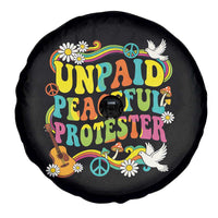 Unpaid Peaceful Protester Retro Hippie Rainbow Spare Tire Cover Flower Power Peace Activist