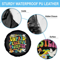 Unpaid Peaceful Protester Retro Hippie Rainbow Spare Tire Cover Flower Power Peace Activist