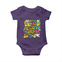 Unpaid Peaceful Protester Retro Hippie Rainbow Baby Onesie Flower Power Peace Activist