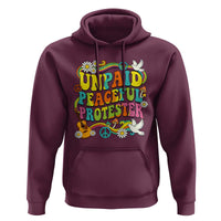 Unpaid Peaceful Protester Retro Hippie Rainbow Hoodie Flower Power Peace Activist