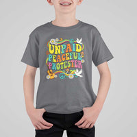 Unpaid Peaceful Protester Retro Hippie Rainbow T Shirt For Kid Flower Power Peace Activist