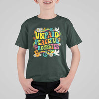 Unpaid Peaceful Protester Retro Hippie Rainbow T Shirt For Kid Flower Power Peace Activist