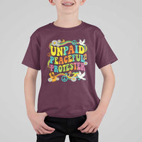 Unpaid Peaceful Protester Retro Hippie Rainbow T Shirt For Kid Flower Power Peace Activist