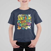 Unpaid Peaceful Protester Retro Hippie Rainbow T Shirt For Kid Flower Power Peace Activist