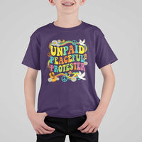 Unpaid Peaceful Protester Retro Hippie Rainbow T Shirt For Kid Flower Power Peace Activist