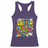 Unpaid Peaceful Protester Retro Hippie Rainbow Racerback Tank Top Flower Power Peace Activist