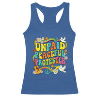 Unpaid Peaceful Protester Retro Hippie Rainbow Racerback Tank Top Flower Power Peace Activist