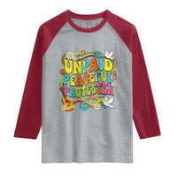 Unpaid Peaceful Protester Retro Hippie Rainbow Raglan Shirt Flower Power Peace Activist