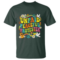 Unpaid Peaceful Protester Retro Hippie Rainbow T Shirt Flower Power Peace Activist
