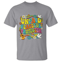 Unpaid Peaceful Protester Retro Hippie Rainbow T Shirt Flower Power Peace Activist