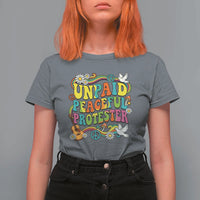 Unpaid Peaceful Protester Retro Hippie Rainbow T Shirt For Women Flower Power Peace Activist