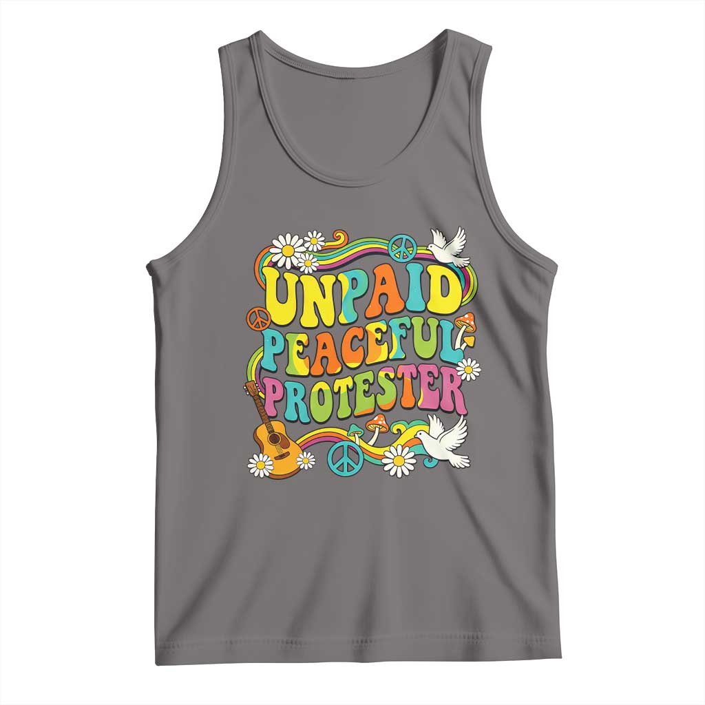 Unpaid Peaceful Protester Retro Hippie Rainbow Tank Top Flower Power Peace Activist